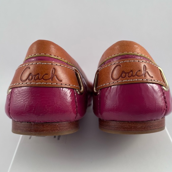 Coach Felix Patten fuchsia Leather Brown accents size 5 1/2 B loafers flats - Picture 2 of 2